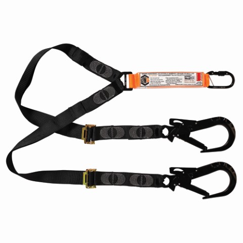 LINQ WEBBING LANYARD ADJUST DBL LEG 1X SG KARABINER 2 X T.A SCAFF HOOK